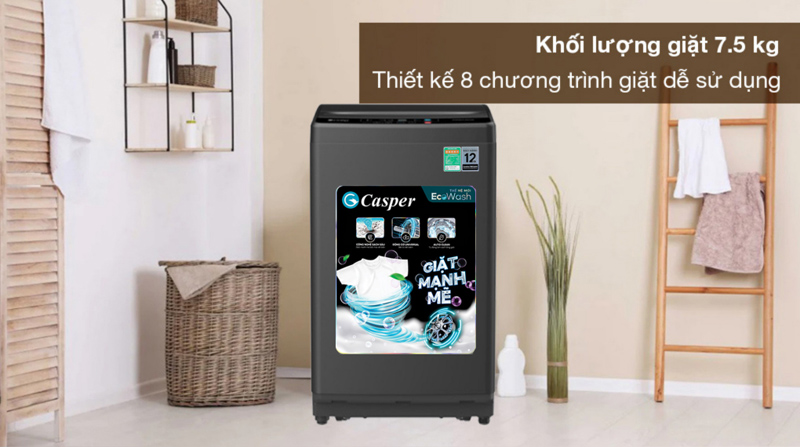 Máy giặt cửa trên Casper 7.5 kg WT-75NG1 - Hàng chính hãng