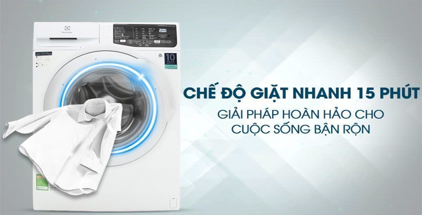 Chế độ giặt nhanh 15 phút của Máy giặt cửa trước Inverter Electrolux EWF8025CQWB
