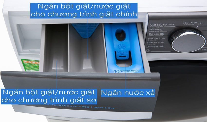 Thiết kế ngăn chứa bột giặt của Máy giặt cửa trước Inverter Electrolux EWW1042AEWA