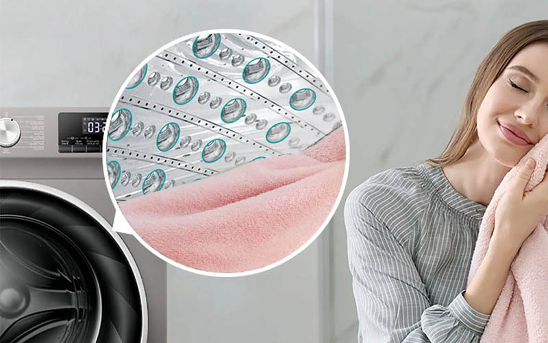 Lồng giặt bằng thép không gỉ sáng bóng, chống bám bẩn dễ vệ sinh