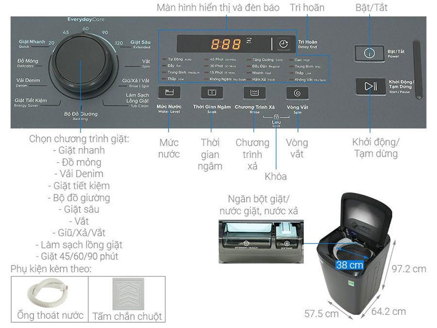 Máy giặt Electrolux Inverter EWT1074M5SA (10kg) - Hàng chính hãng