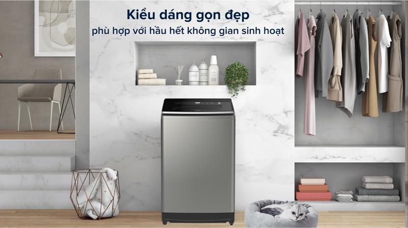 Thiết kế với kiểu dáng lồng đứng thông dụng, khối lượng giặt 14kg phù hợp gia đình 7-10 người
