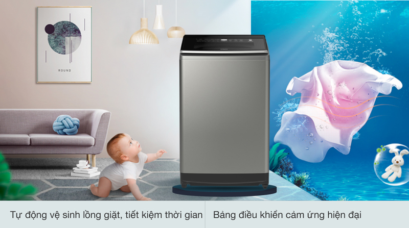 Máy được trang bị thêm tính năng khóa trẻ em, tự vệ sinh lồng giặt,...