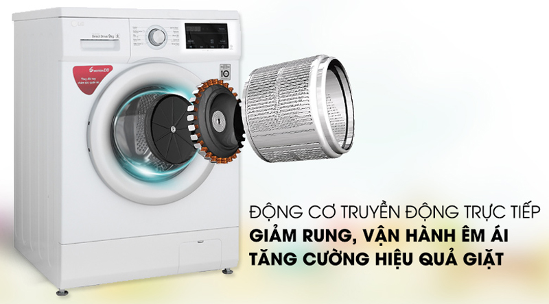 Máy sử dụng động cơ truyền động trực tiếp, giảm rung lắc, vận hành êm ái