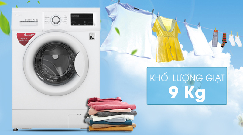 Khối lượng giặt 9kg, phù hợp với gia đình 4-6 người