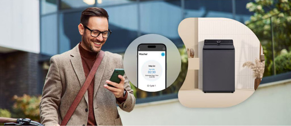 Điều khiển các chức năng của máy giặt bằng điện thoại thông qua ứng dụng LG ThinQ