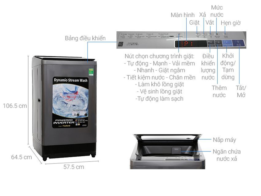 Máy giặt Hitachi 13 Kg SF-130XAV - Hàng chính hãng