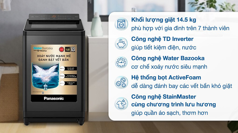 Máy giặt Panasonic inverter 14.5 kg NA-FD290CEBV - Hàng chính hãng