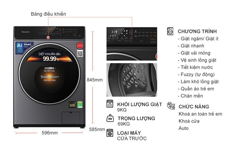 Máy giặt sấy Panasonic NA-V90FC1LVT - Hàng chính hãng