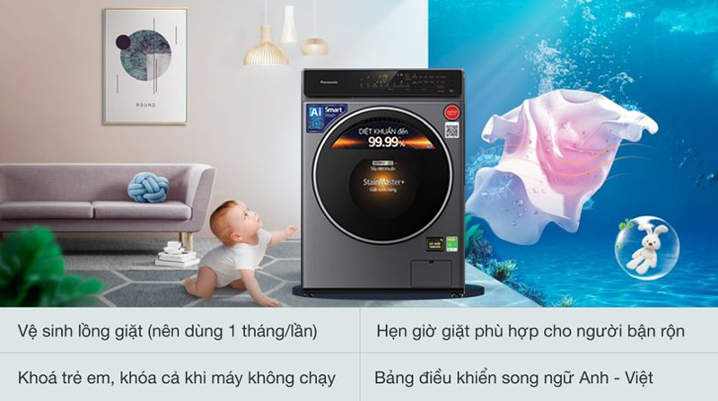 Máy giặt sấy Panasonic NA-V90FC1LVT - Hàng chính hãng