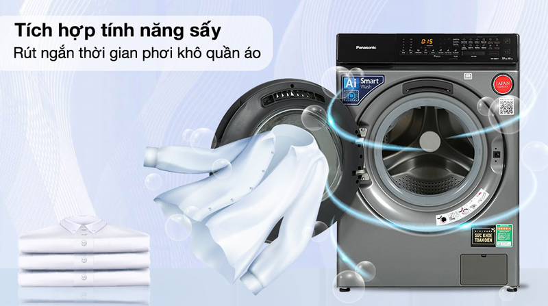 Máy giặt sấy Panasonic Inverter 9 kg NA-S96FC1LVT - Hàng chính hãng