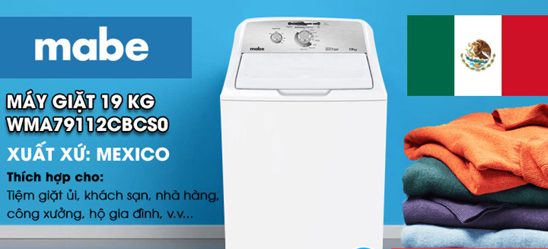 Máy giặt quần áo Mabe WMA79112CBCS0 - Hàng chính hãng