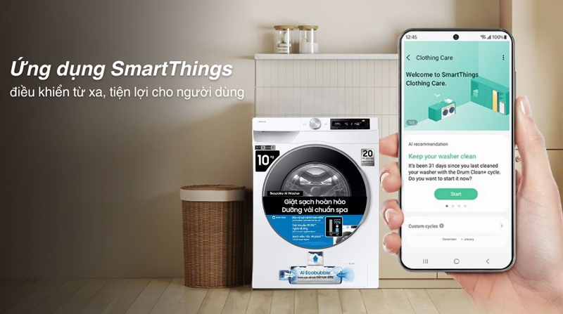 Máy giặt Samsung AI inverter 10 kg WW10DG6U34LESV - Hàng chính hãng