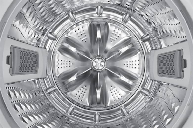 Lồng giặt bằng thép không gỉ sáng bóng, chống bám bẩn dễ vệ sinh