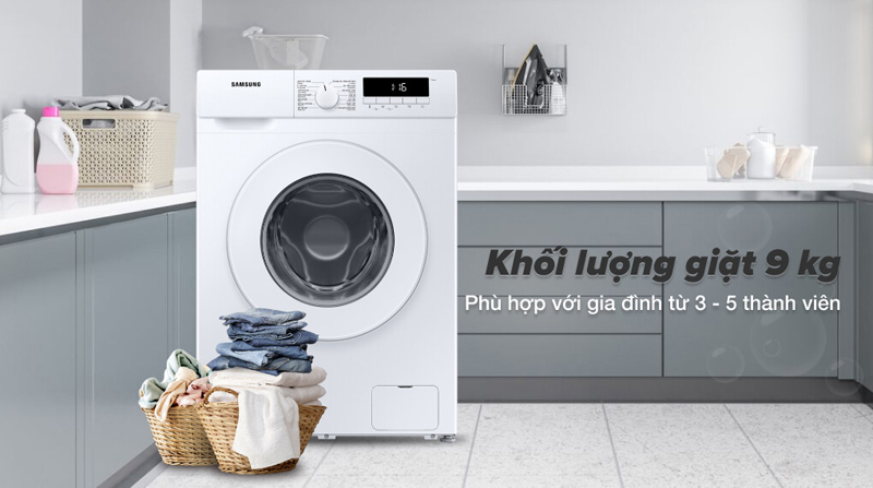 Khối lượng giặt 9kg phù hợp gia đình có từ 3-5người