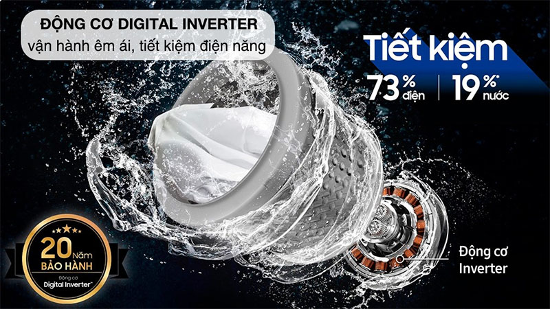 Máy giặt sấy Bespoke AI Inverter giặt 12kg - sấy 8kg Samsung WD12BB944DGHSV - Hàng chính hãng