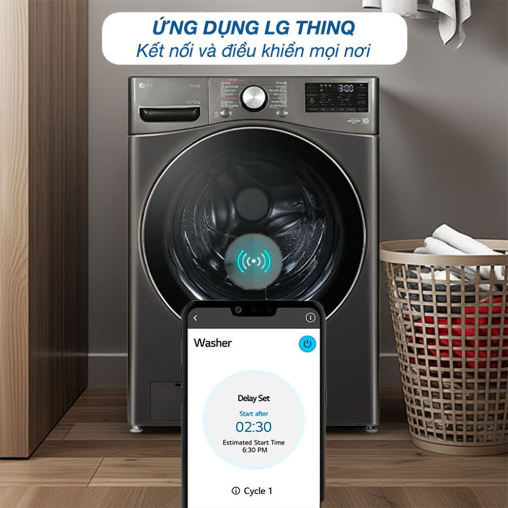 Máy giặt sấy LG AI DD Inverter F2721HVRB 21kg - Hàng chính hãng