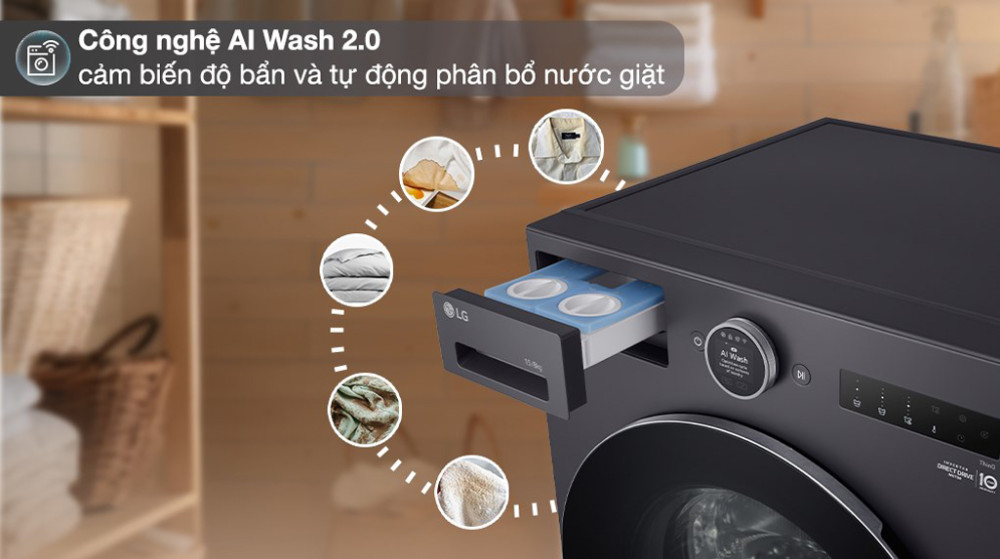 Máy giặt sấy LG inverter giặt 15 kg - sấy 8 kg F2515RNTG - Hàng chính hãng
