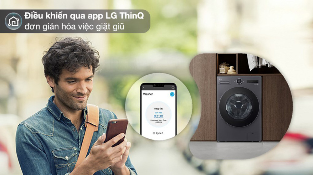 Máy giặt sấy LG inverter giặt 15 kg - sấy 8 kg F2515RNTG - Hàng chính hãng