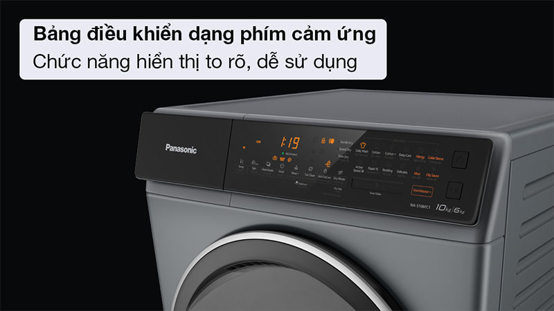 Bảng điều khiển của Máy giặt sấy Panasonic Inverter 10 kg NA-S106FC1LV
