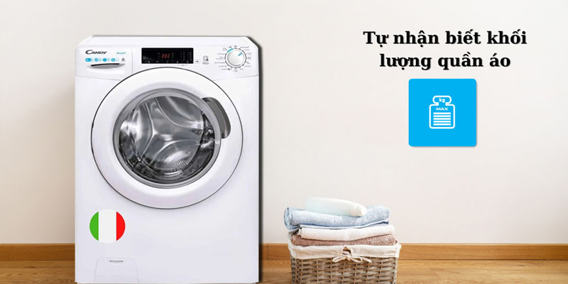 Máy có khả năng tự nhận biết khối lượng quần áo và tự động điều chỉnh lượng nước, điện cho phù hợp