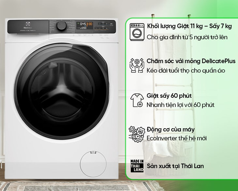 Máy giặt sấy Electrolux inverter EWW1123P5WC - Hàng chính hãng