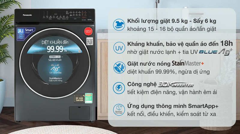 Máy giặt sấy Panasonic Inverter NA-S956FR1BV - Hàng chính hãng