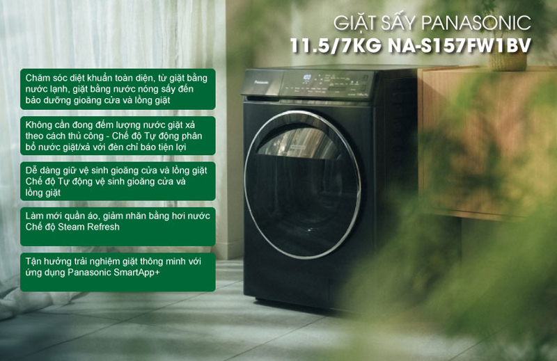 Tính năng nổi bật của máy giặt sấy Panasonic inverter NA-S157FW1BV