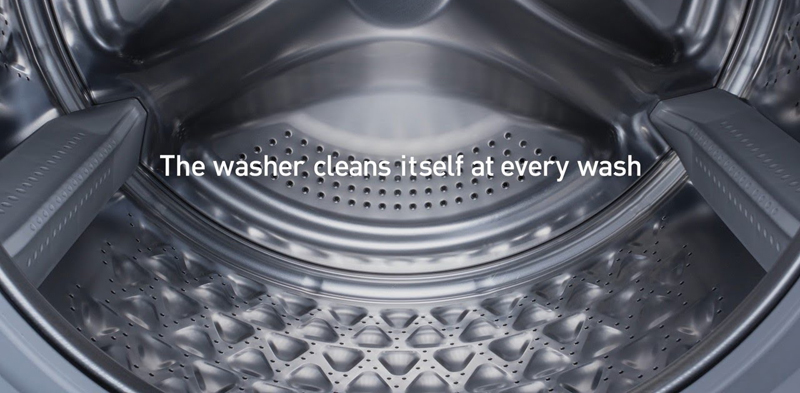 Lồng giặt bằng thép không gỉ sáng bóng, không lo bị biến dạng