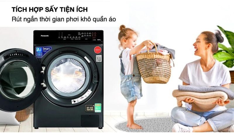 Khối lượng giặt 9.5kg, sấy 2kg, thích hợp cho gia đình 5 - 7 người