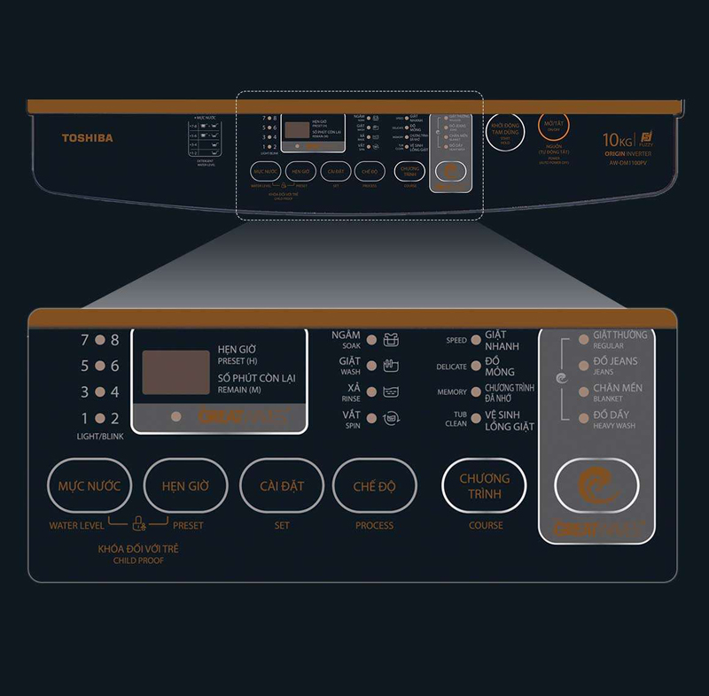 Máy giặt cửa trên Toshiba AW-DM1100PV(KK) - Hàng chính hãng