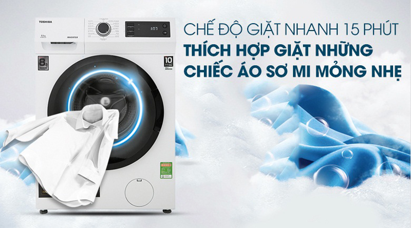 Chế độ giặt nhanh 15 phút vô cùng tiện lợi cho những người bận rộn