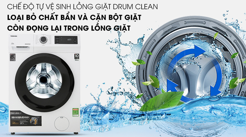 Chức năng vệ sinh lồng giặt tự động tiện lợi giúp ngăn ngừa nấm mốc, vi khuẩn 
