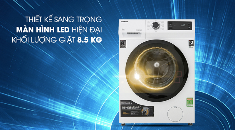 Thiết kê sang trọng, khối lượng giặt 8.5 kg phù hợp cho gia đình 3-5 người