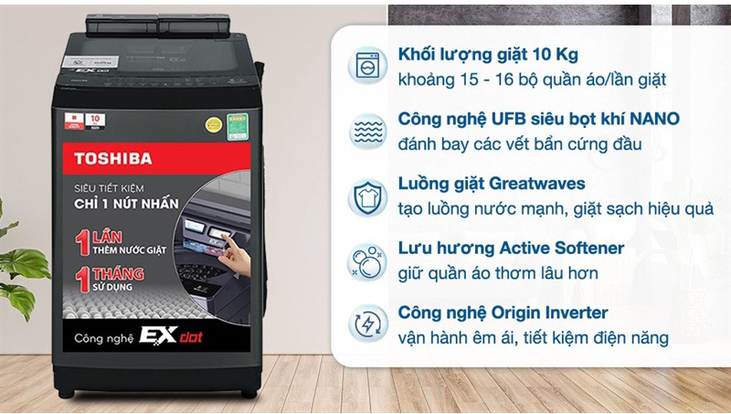 Tính năng nổi bật của máy giặt  Toshiba Inverter 10 kg AW-DUM1100JV