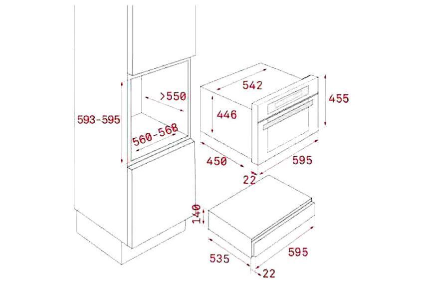 Kích thước lắp đặt máy hâm nóng chén bát Teka CP15GS