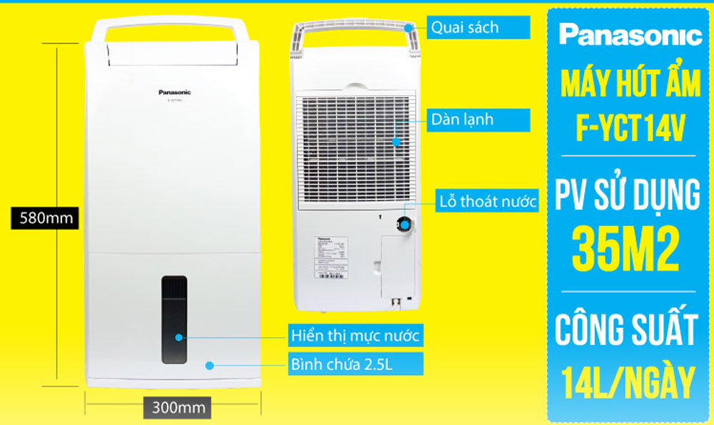 Máy hút ẩm Panasonic F-YCT14V - Hàng chính hãng