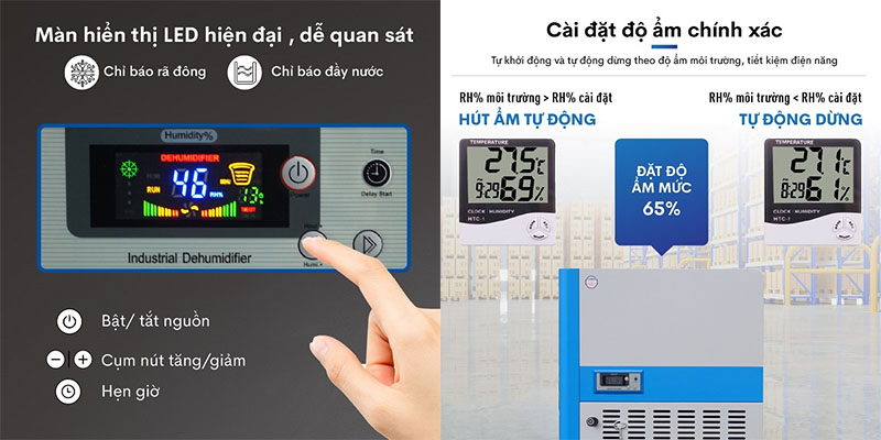 Bảng điều khiển của Máy hút ẩm công nghiệp Fujihaia DH240BG