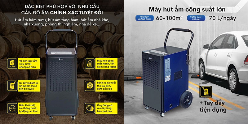 Máy hút ẩm công nghiệp Fujihaia DH70BL - Hàng chính hãng