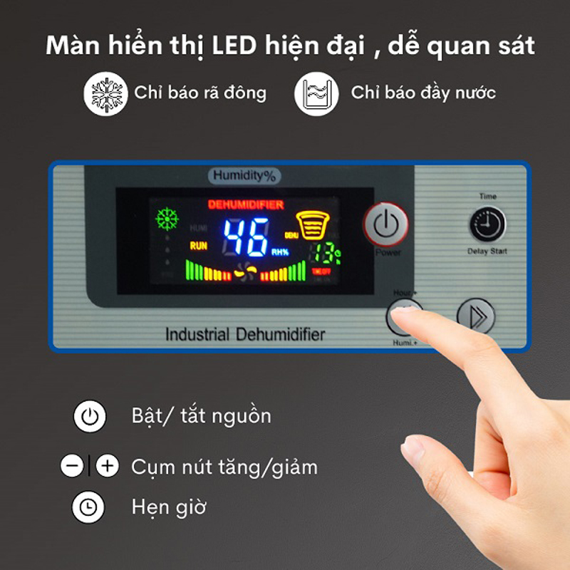Bảng điều khiển điện tử và màn hình LED hiển thị thông số rõ ràng