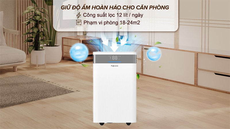 Máy hút ẩm dân dụng Fujihome DH12NW - Hàng chính hãng