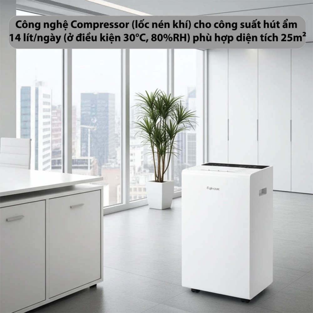 Máy hút ẩm dân dụng Fujihome DH14W-HEPA - Hàng chính hãng