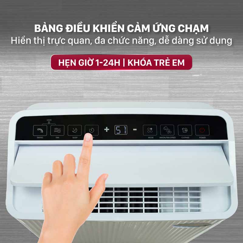 Bảng điều khiển cảm ứng và màn hình LED hiển thị rõ nét