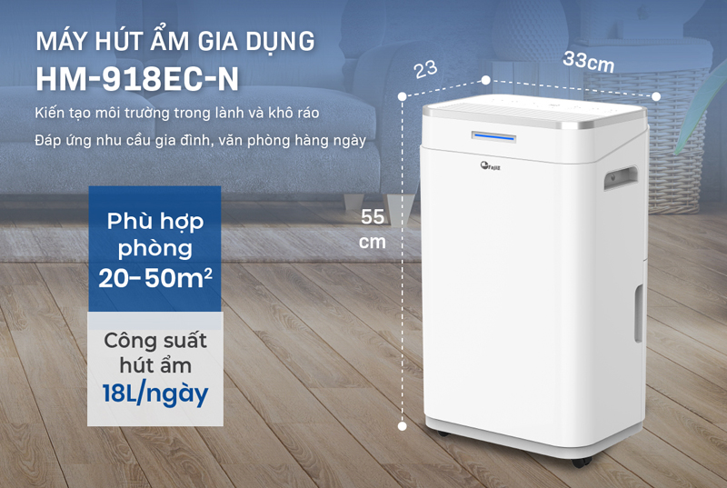 Máy hút ẩm dân dụng FujiE HM-918EC-N - Hàng chính hãng