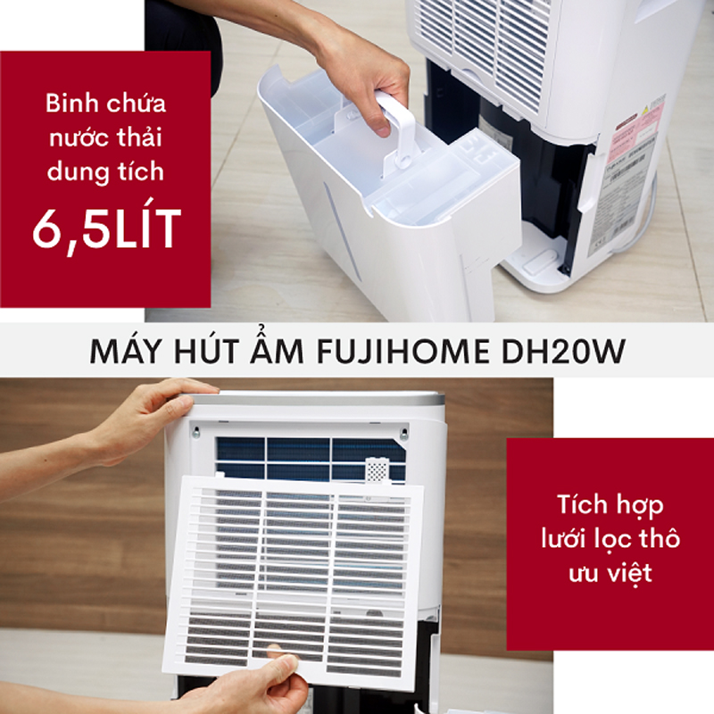 Máy hút ẩm dân dụng Fujihome DH20W - Hàng chính hãng