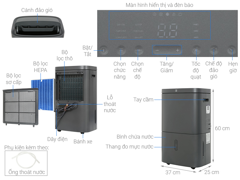 Máy hút ẩm Electrolux EDH14TRBD2 - Hàng chính hãng