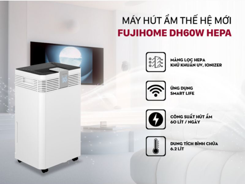 Máy hút ẩm Fujihome DH60W-HEPA - Hàng chính hãng