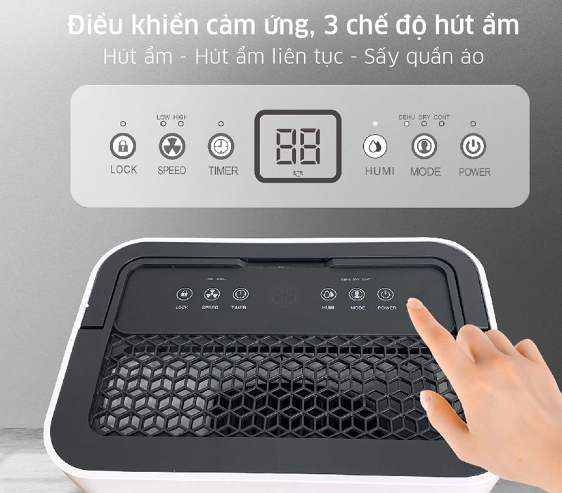 Điều khiển cảm ứng và màn hình hiển thị chức năng hoạt động cho bạn dễ theo dõi