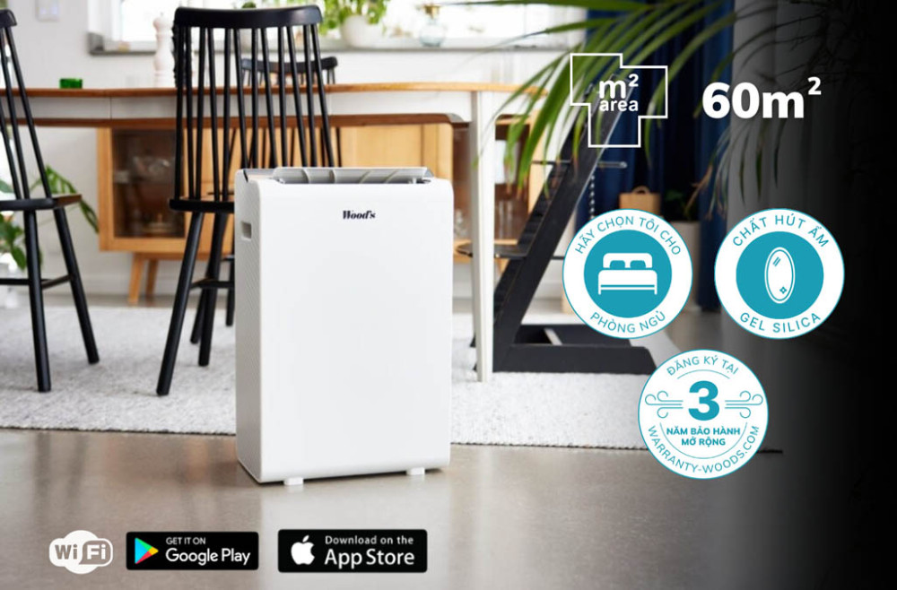 Công suất hút ẩm mạnh mẽ, thích hợp với diện tích 50-60m2