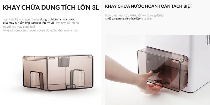 Dung tích bình nước của Máy hút ẩm kép Lacuzin LCZ100WT